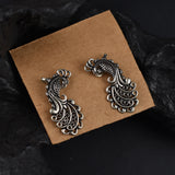 Graceful Peacock Earrings – Oxidized Silver Love Classic