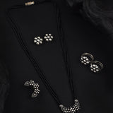 Oxidized Mangalsutra Combo Set with Earrings & Ring – Minimal Bead Design