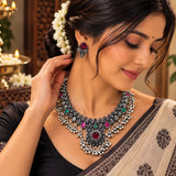 Round Saaj pendent oxidised Necklace