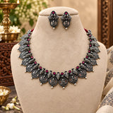 Laxmi Coin Oxidised short Necklace
