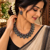 Laxmi Coin Oxidised short Necklace