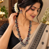 Oxidised Long Chand Necklace