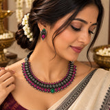 Oxidised Monalisa Pink Necklace