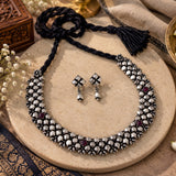 Oxidised Ashtapailu Stone Temple Necklace