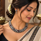 Oxidised Ashtapailu Stone Temple Necklace
