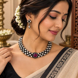 Oxidised Ashtapailu Pink Delicate Necklace