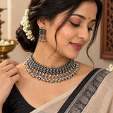 Oxidised Rice Bead Choker