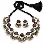 ✨ Oxidised Pink Heritage Chand Necklace