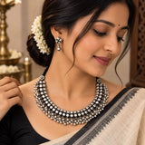 Oxidised Pink Ashtapailu Ghungroo Necklace