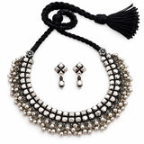 Oxidised Pink Ashtapailu Ghungroo Necklace