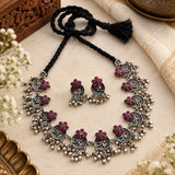 Oxidised Rising Flower Necklace