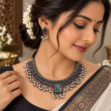 Oxidised Floral Heritage Necklace