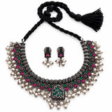 Oxidised Floral Heritage Necklace