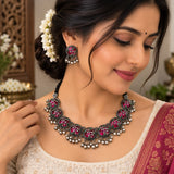 Oxidised Pink Heritage Necklace