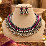 Asthapailu Stone Ghungroo Oxidised Necklace