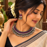 Asthapailu Stone Ghungroo Oxidised Necklace