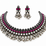 Asthapailu Stone Ghungroo Oxidised Necklace