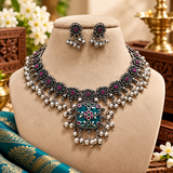Heritage Floral Bakuli Oxidised Necklace