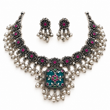 Heritage Floral Bakuli Oxidised Necklace