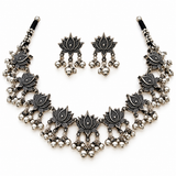 Oxidised Lotus Necklace