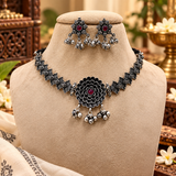 Oxidised Floral Fly Necklace