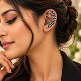 Oxidised Leaf Motif Earcuffs