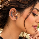 Ruby Pink Oxidised Earcuffs