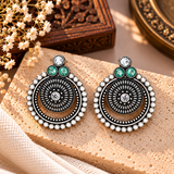 ✨ Pearl Green Oxidised Earrings
