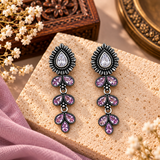 Pink Chaplet Oxidised Earrings