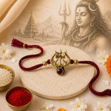 Trishul Damaru Gold Antique Rakhi
