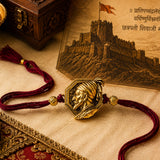 Shiv Mudra Gold Antique Rakhi