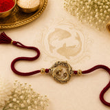 Graceful Dolphin Motif Gold Antique Rakhi