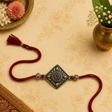 Antique Floral Oxidised Rakhi