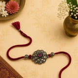Antique Rosette Oxidised Rakhi