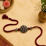 Pink Flower Oxidised Rakhi