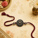 Floral Antique Motif Oxidised Rakhi