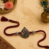 Peacock Motif Oxidised Rakhi