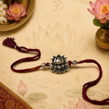 Auspicious Lotus Oxidised Rakhi