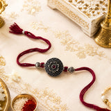 Auspicious Flower Oxidised Rakhi